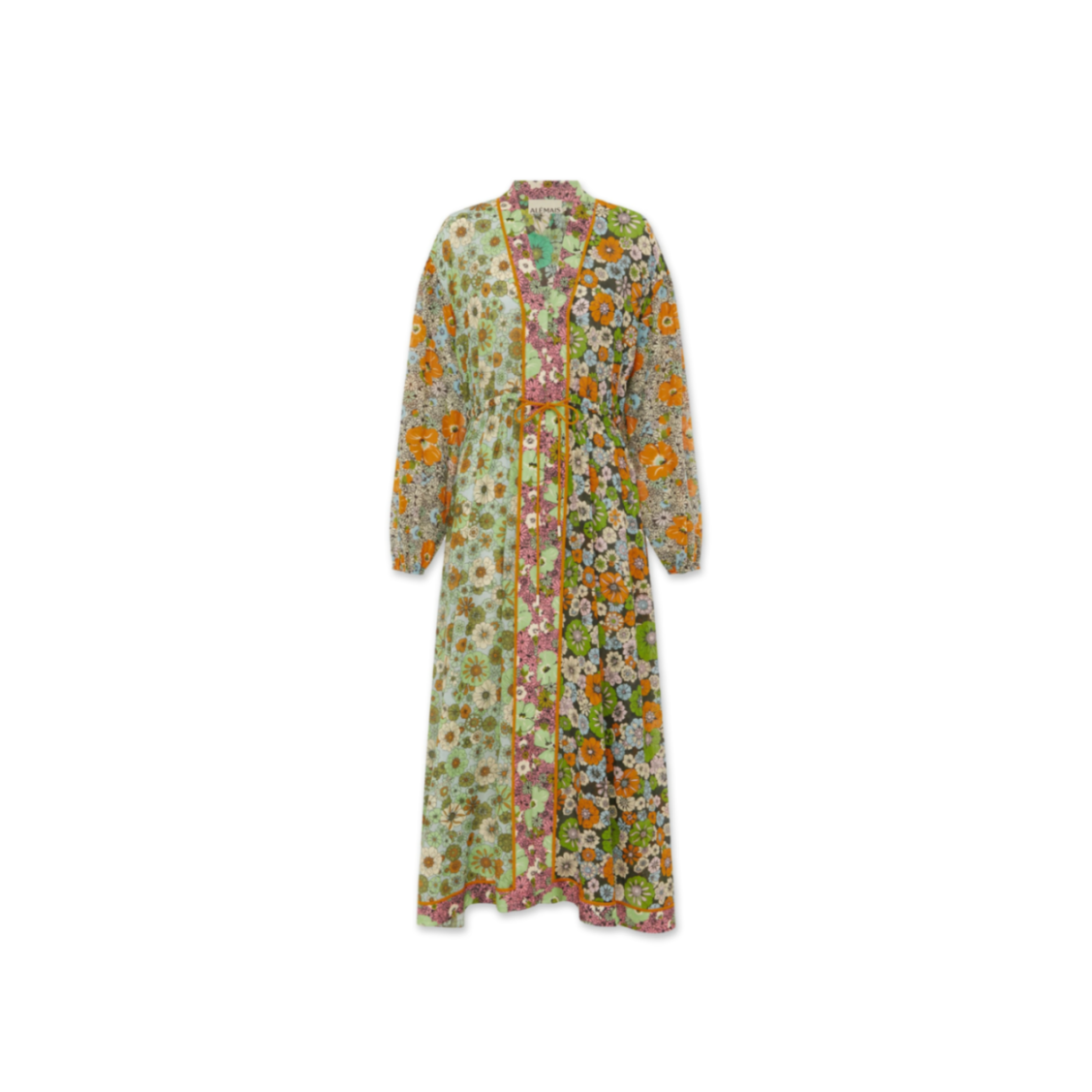 ALÉMAIS ORANGE BLOSSOM SPLICED MIDI DRESS 6376D